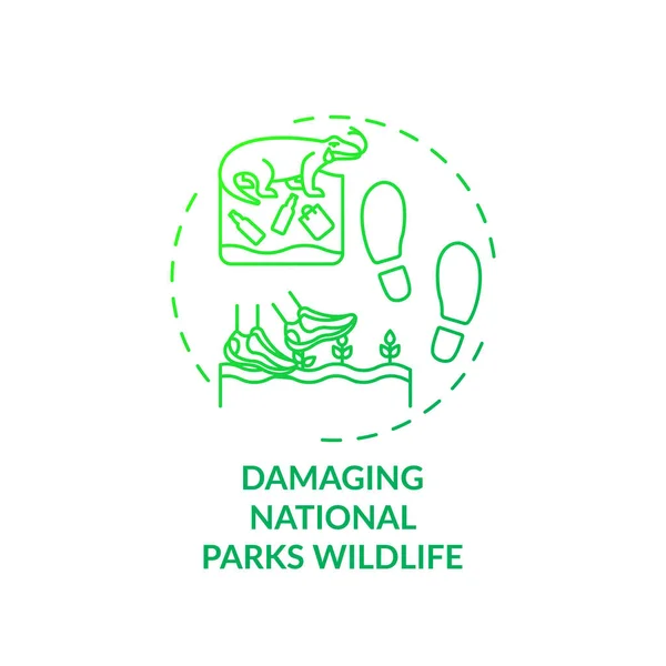 Poškozování Národní Parky Volně Žijících Živočichů Koncept Ikony Zelená Turistika — Stockový vektor