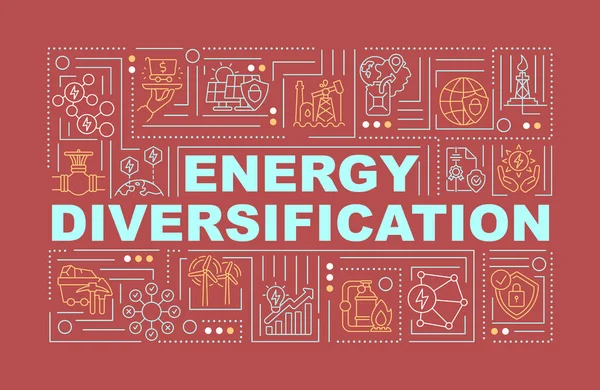 Energiediversificatie Woordbegrippen Banner Het Gebruik Van Verschillende Energiebronnen Infographics Met — Stockvector