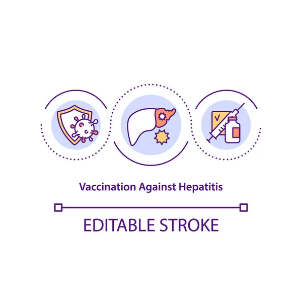 Vakcinace Proti Konceptu Hepatitidy Myšlenka Kontroly Nemocí Tenká Čára Ilustrace — Stockový vektor