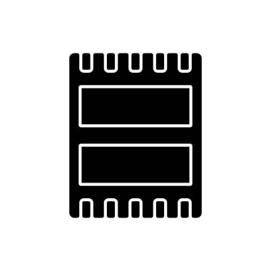 Bilgisayar port siyah kabartma simgesi. Bilgisayar ve diğer bilgisayarlar ya da çevresel cihazlar arasındaki elektronik arayüz. Beyaz uzayda siluet sembolü. Vektör izole illüstrasyonu