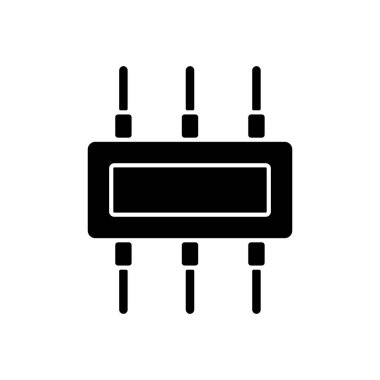 Bağlantı simgesi siyah simgesi. Elektrik iletkenlerini birleştirmek ve elektrik devresi oluşturmak için kullanılan elektromekanik cihaz. Beyaz uzayda siluet sembolü. Vektör izole illüstrasyonu