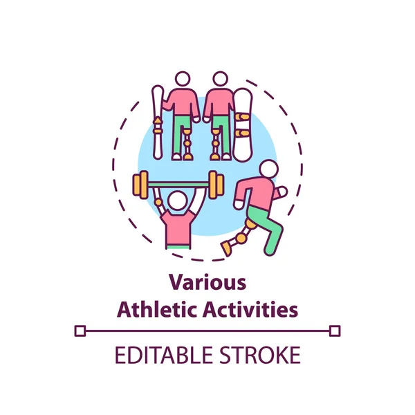 Diverses Activités Sportives Icône Concept Prothèses Des Membres Inférieurs Idée — Image vectorielle