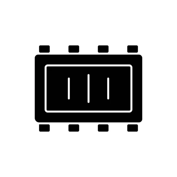 智能微晶片零件黑色字形图标 为现代技术创建小型控制器 电子组件 白色空间上的轮廓符号 矢量孤立的说明 — 图库矢量图片