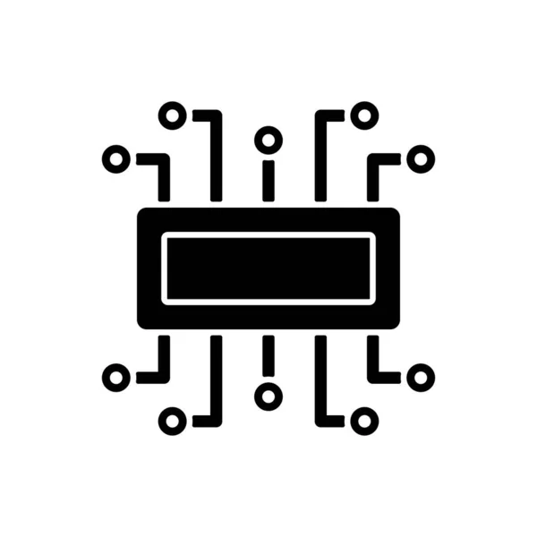 Microcontroller Black Glyph Icon Small Computer Created Single Metal Oxide — Stock Vector