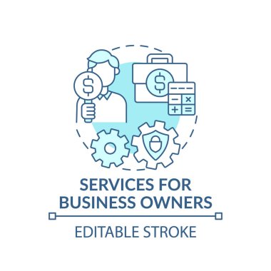 İş sahipleri için konsept simgesi hizmetleri. Zenginlik yönetimi fikri ince çizgi çizimi. Yatırım yönetimi. Vergi planlama. Vektör izole edilmiş RGB renk çizimi. Düzenlenebilir vuruş