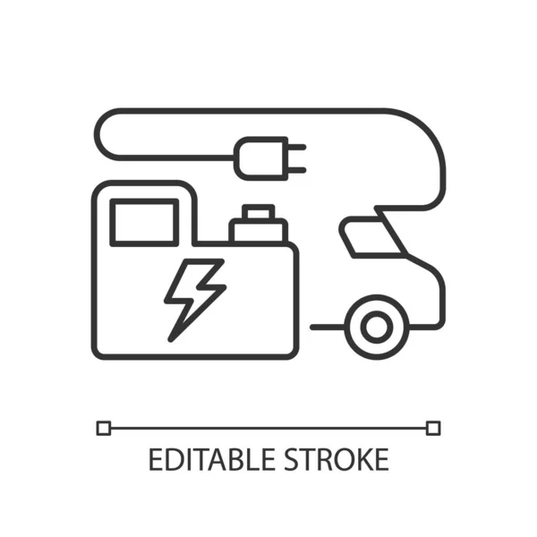 Stromerzeuger Lineares Symbol Stromversorgung Tragbare Technologie Für Anhänger Thin Line — Stockvektor