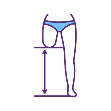 RGB renk simgesi protezi için kalan alt uzuv hazırlığı. Antropometrik ölçüm. Protez ayarlaması. Vücudun parçalarını görselleştirmem gerekiyordu. Ampütasyon seviyeleri. İzole vektör illüstrasyonu