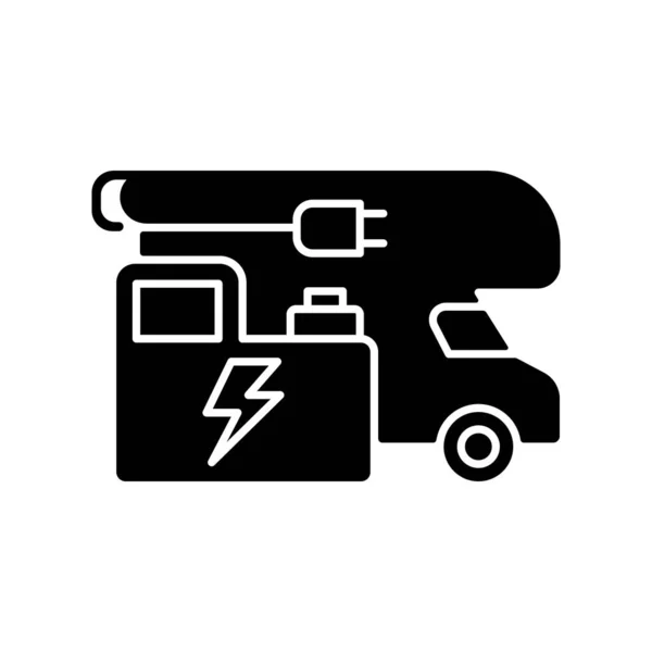 Power Generators Black Glyph Icon Electricity Supply Portable Technology Trailer — Stock Vector