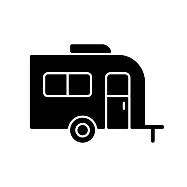 Caravan Zwarte Glyph Pictogram Aanhangwagen Voor Nomaden Levensstijl Vervoer Weg — Stockvector