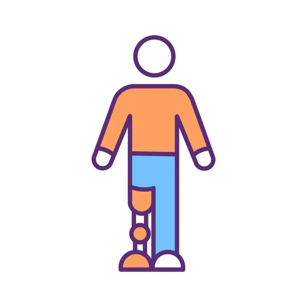 膝下義肢Rgbカラーアイコン 技術的に高度な人工手足 より低い極端な切断 リハビリだ 偽の足の品質 分離ベクトル図 — ストックベクタ