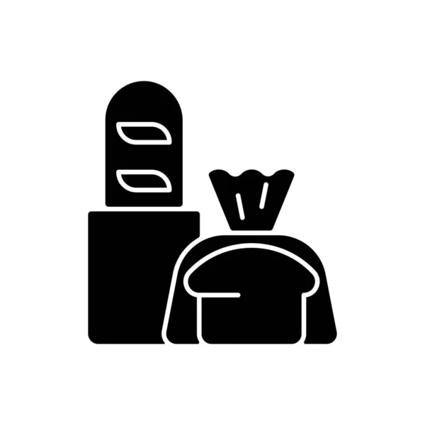 Значок Свежего Хлеба Черным Глифом Пекарные Изделия Выпечка Хлебные Хлебы — стоковый вектор