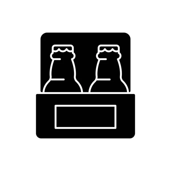 Beer Black Glyph Icon Carbonated Drink Takeaway Consuming Alcoholic Drink — Stock Vector