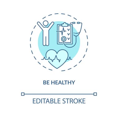 Sağlıklı bir konsept ikonu ol. Sağlıklı yaşam tarzı fikri ince çizgi çizimi. Daha aktif ol. Kişisel bakım zamanı. Duygusal dengeyi koru. Vektör izole edilmiş RGB renk çizimi. Düzenlenebilir vuruş