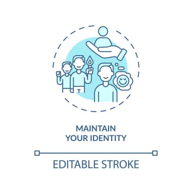 Kimlik konsepti ikonunu koru. Kendini bul ve hedefleri gözünde canlandır ince çizgi çizimi. Olumlu düşünceler. Kişisel destek. Vektör izole edilmiş RGB renk çizimi. Düzenlenebilir vuruş