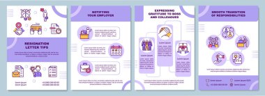 İstifa mektubu broşür şablonuna ipucu veriyor. Minnettarlığımı ifade ediyorum. Broşür, broşür, broşür baskısı, doğrusal simgelerle kaplama tasarımı. Sunum için vektör düzenleri, yıllık raporlar, reklam sayfaları