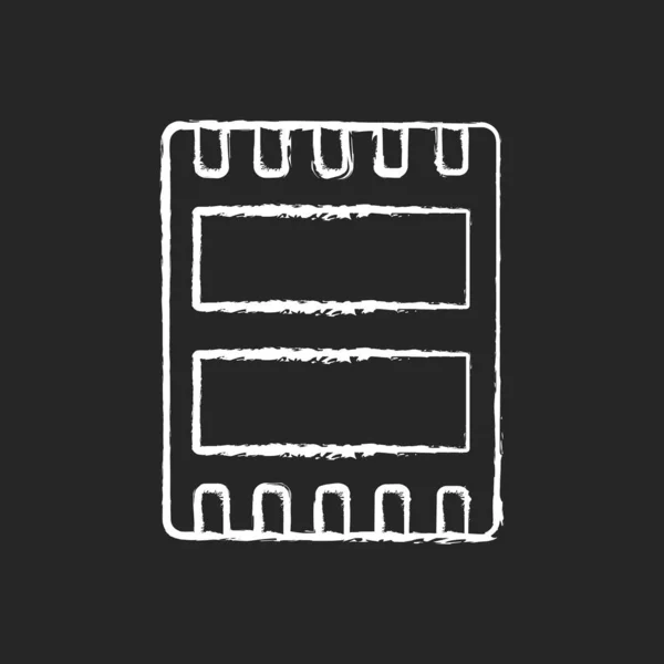 Computer Port Kreideweißes Symbol Auf Schwarzem Hintergrund Elektronische Schnittstelle Zwischen — Stockvektor