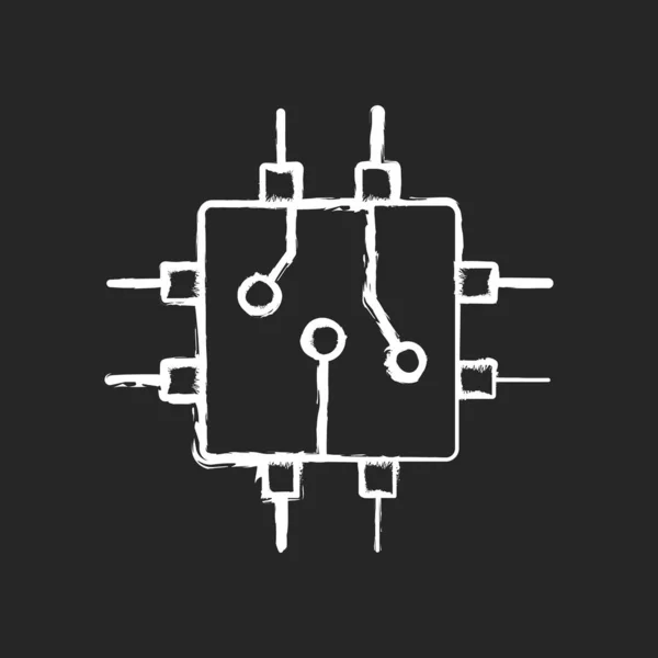 Circuit Bord Ontwerp Krijt Wit Pictogram Zwarte Achtergrond Maak Een — Stockvector