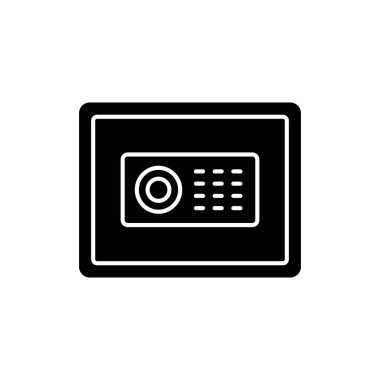 Güvenli siyah kabartma simgesi. Seyahat ederken kimsenin görmesini istemediğiniz farklı miktarlarda nakit ve eşyalar saklayın. Beyaz uzayda siluet sembolü. Vektör izole illüstrasyonu