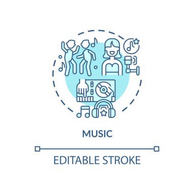 Müzik konsepti ikonu. Telif hakkı nesne fikri ince çizgi çizimi. Müzikal çalışmaların hakları. Fikri mülkiyet yaratımı. Şarkının sözleri. Vektör izole edilmiş RGB renk çizimi. Düzenlenebilir vuruş