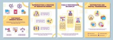 Telif Hakları Broşürü. Üreme. Broşür, broşür, broşür baskısı, doğrusal simgelerle kaplama tasarımı. Sunum için vektör düzenleri, yıllık raporlar, reklam sayfaları