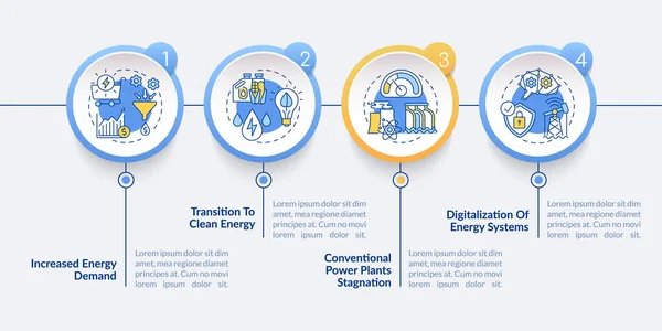 Energietics Trends Vector Infographic Template Verhoogde Vraag Stagnatie Presentatie Design — Stockvector