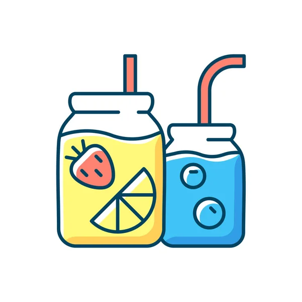 Fruchtgefüllte Wasserflasche Rgb Farb Symbol Obst Und Gemüse Scheiben Geschnitten — Stockvektor