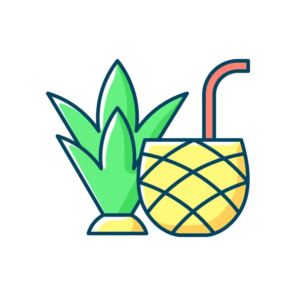 Кольорові Ікони Pina Colada Rgb Алкогольний Напій Коктейль Тропічний Смак — стоковий вектор