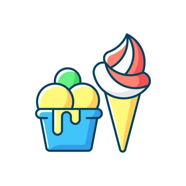 Ice Cream Rgb Color Icon Frozen Treats Delivery Gelato Sorbet — Stock Vector