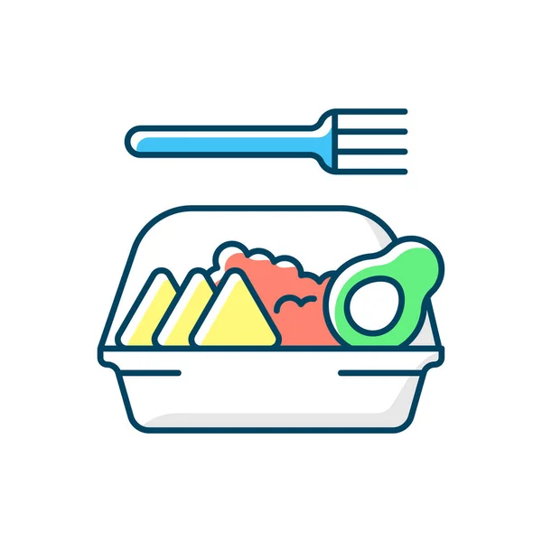 Comidas Estilo Familiar Para Llevar Icono Color Rgb Cena Para — Archivo Imágenes Vectoriales