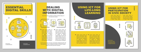 Plantilla Folleto Habilidades Digitales Esenciales Tratar Con Información Digital Folleto — Archivo Imágenes Vectoriales