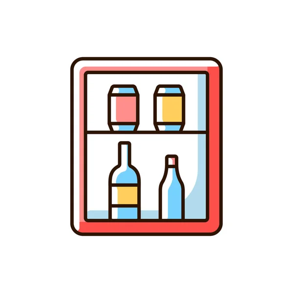 Mini Bar Rgb Renk Simgesi Otel Odasındaki Küçük Buzdolabı Içinde — Stok Vektör