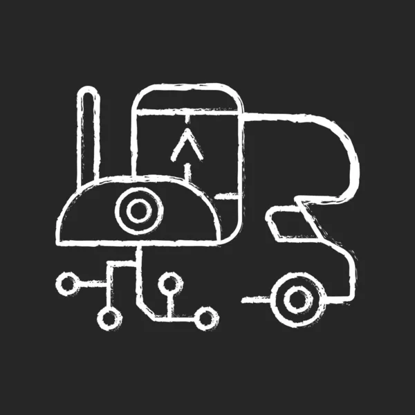 Rv电子粉笔白色图标黑色背景 拖车用的小玩意 娱乐用的交通工具 路上的齿轮 游牧的生活方式 孤立的矢量黑板插图 — 图库矢量图片
