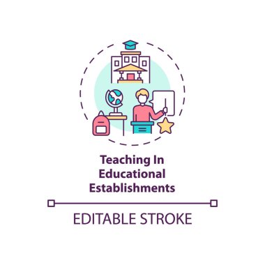 Eğitim kurumları konsepti ikonunda öğretmenlik. Telif hakkı fikrine istisna ince çizgi çizimi. Kopyalar çalışma amacıyla oluşturuldu. Vektör izole edilmiş RGB renk çizimi. Düzenlenebilir vuruş