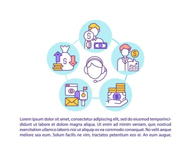 Metinle konsept satırı simgeleriyle bağlantı kur. Kopya uzayı ile PPT sayfa vektör şablonu. Broşür, dergi, gazete tasarımı. Beyazlar üzerinde zengin doğrusal çizimler olmak için ipuçları