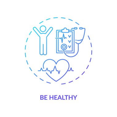 Sağlıklı bir konsept ikonu ol. Sağlıklı yaşam tarzı fikri ince çizgi çizimi. Daha aktif ol. Kişisel bakım zamanı. Duygusal dengeyi koru. Vektör izole edilmiş RGB renk çizimi