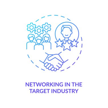 Hedef Endüstrisi konsept ikonunda ağ kurmak. Meslektaşlarınızla iletişim kurun. İnce çizgi çizimi yapın. Yeni toplantılar, etkinlikler ve atölyeler. Vektör izole edilmiş RGB renk çizimi