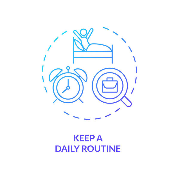 Keep a daily routine concept icon. Be healthy and successful tip idea thin line illustration. Morning wake up. Activity time. Vector isolated outline RGB color drawing