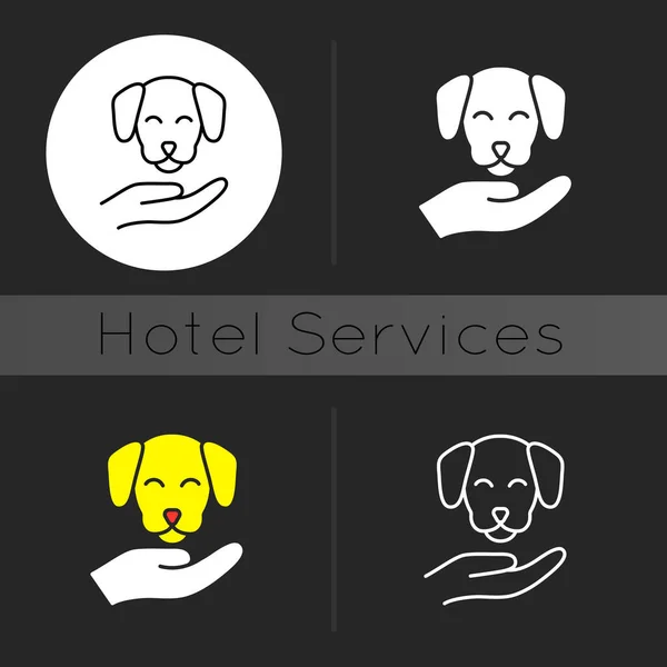 Mascotas Icono Tema Oscuro Hoteles Que Ofrecen Una Amplia Gama — Archivo Imágenes Vectoriales