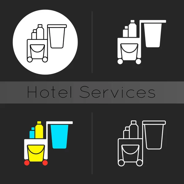 Servicio Limpieza Icono Tema Oscuro Servicio Limpieza Departamento Hotel Que — Archivo Imágenes Vectoriales