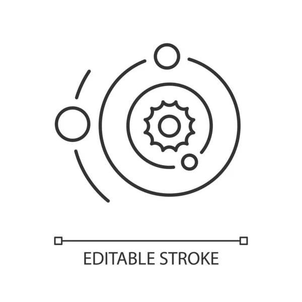 Icono Lineal Del Sistema Solar Sistema Cuerpos Espaciales Sol Planetas — Vector de stock