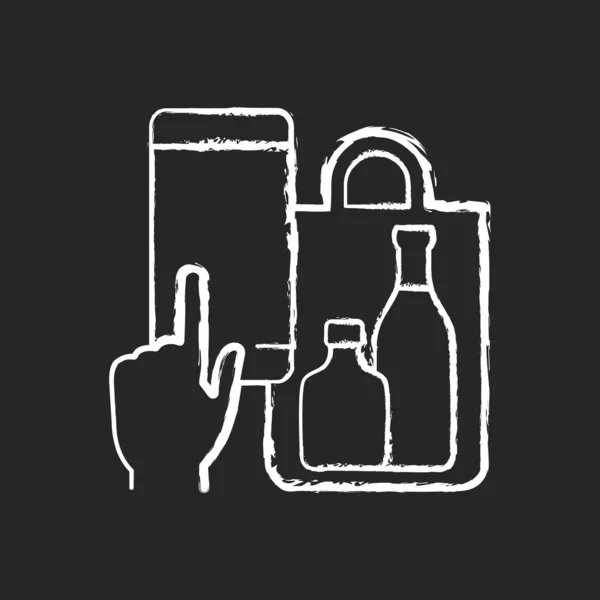 Teléfono Bebidas Pidiendo Tiza Icono Blanco Sobre Fondo Negro Opción — Vector de stock