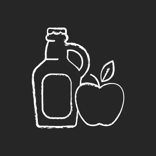 Cider Kréta Fehér Ikon Fekete Háttérrel Erjesztett Almalé Kifejezett Gyümölcsital — Stock Vector