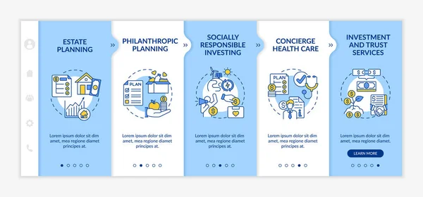 Wealth Aconselhamento Onboarding Vector Template Site Móvel Responsivo Com Ícones —  Vetores de Stock