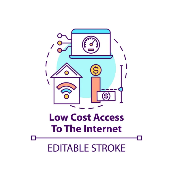 Bajo Costo Acceso Icono Concepto Internet Tecnología Asequible Conexión Wifi — Vector de stock