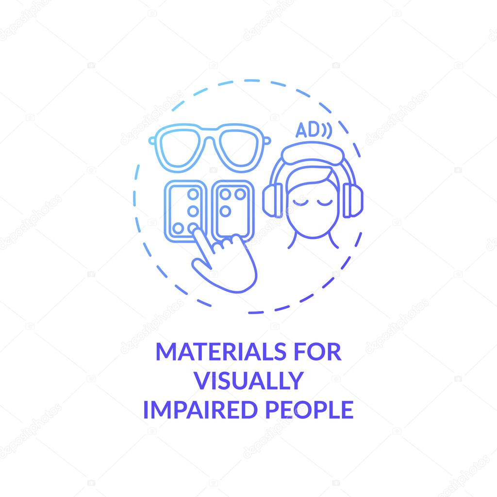 Materials for visually impaired people concept icon. Exception to copyright idea thin line illustration. Adapted version. Right to access information. Vector isolated outline RGB color drawing