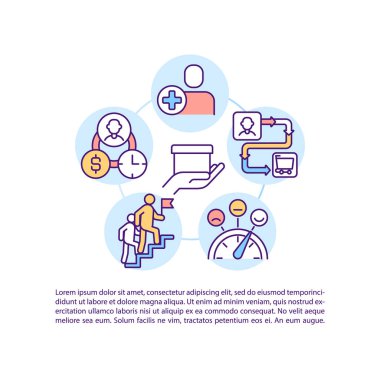 Kullanıcı durumu ve müşteri yolculuğu sahne konsepti simgeleri metin ile. Kopya uzayı ile PPT sayfa vektör şablonu. Broşür, dergi, gazete tasarımı. Beyaz üzerine doğrusal müşteri çizimleri