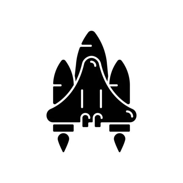 Space Shuttle Black Glyph Icon Orbital Spacecraft System Used Traveling — Stock Vector