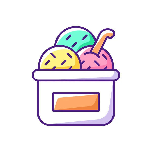 Ice Cream Cup Rgb Color Icon Serving Frozen Treat Smooth — Stock Vector