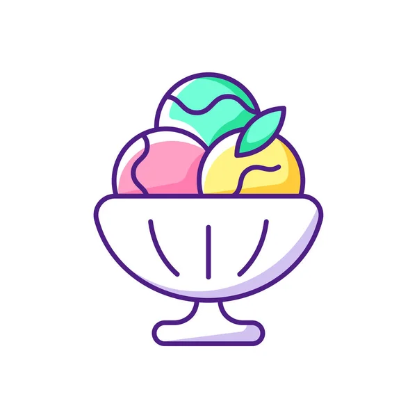 Sorbet Rgb Color Icon Sherbet Ice Cream Fruit Forward Frozen — Stock Vector