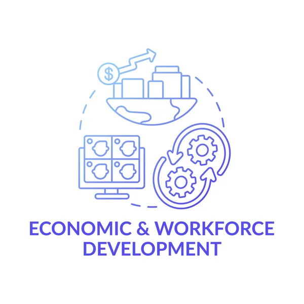 Ekonomi Och Arbetskraft Utveckling Mörkblå Konceptet Ikon Teknisk Förbättring Ekonomisk — Stock vektor